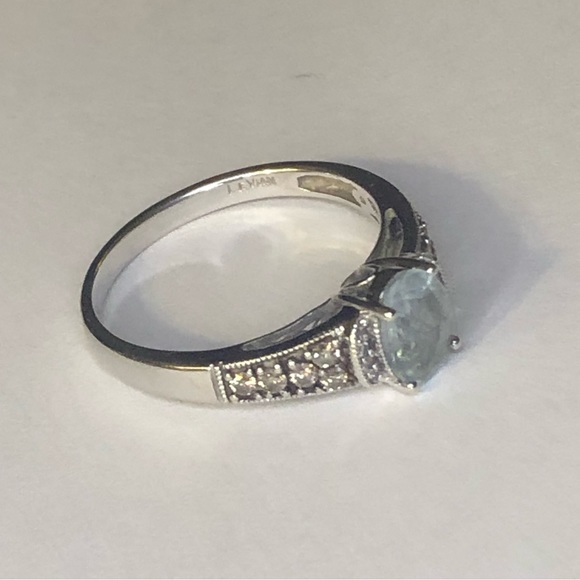 LeVian 14k Aquamarine Chocolate and White Diamond Ring - Picture 4 of 9